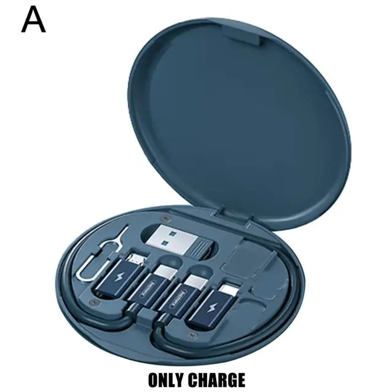 Multifunctional 60W Type C Data Cable Set Fast Charge for Iphone Chargers Storage Box Card Pin Travel Box Phone Holder