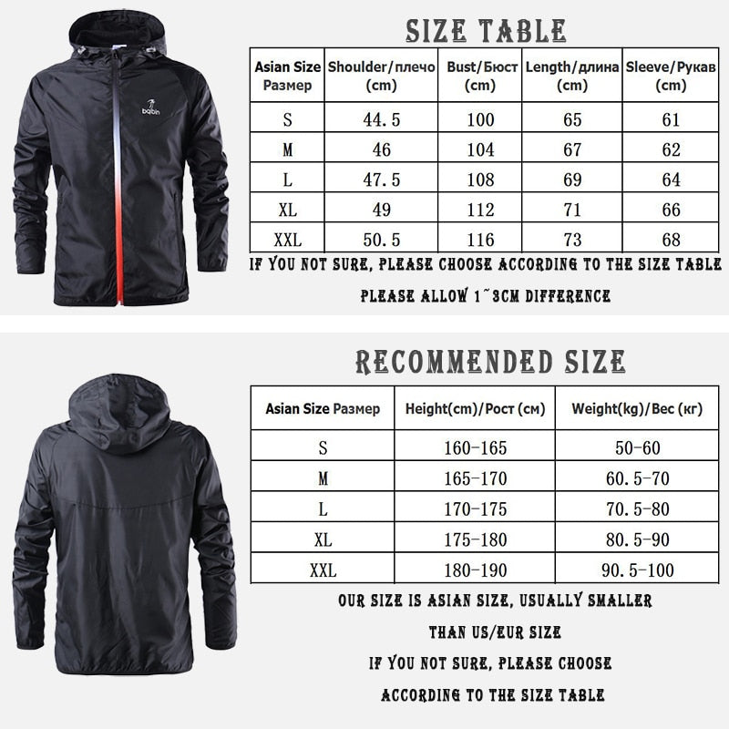 Spring Summer Mens Fashion Outerwear Windbreaker Men' S Thin Jackets Hooded Casual Sporting Coat Big Size