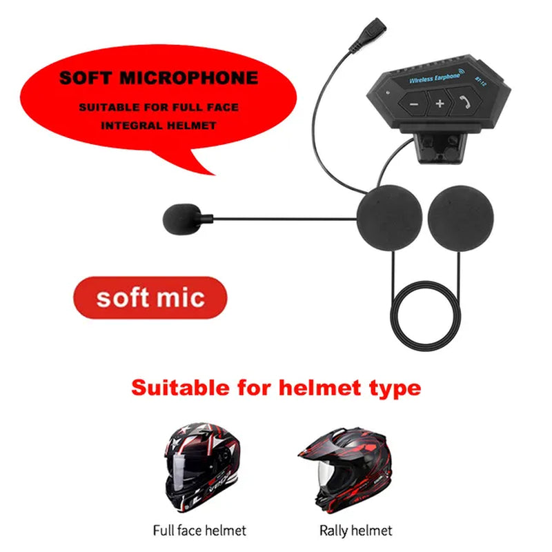 Motorcycle Earphones Helmet Headset Bluetooth 5.0 Headphones Wireless Motor Headset Bike Earphone Handsfree Stereo Earbud