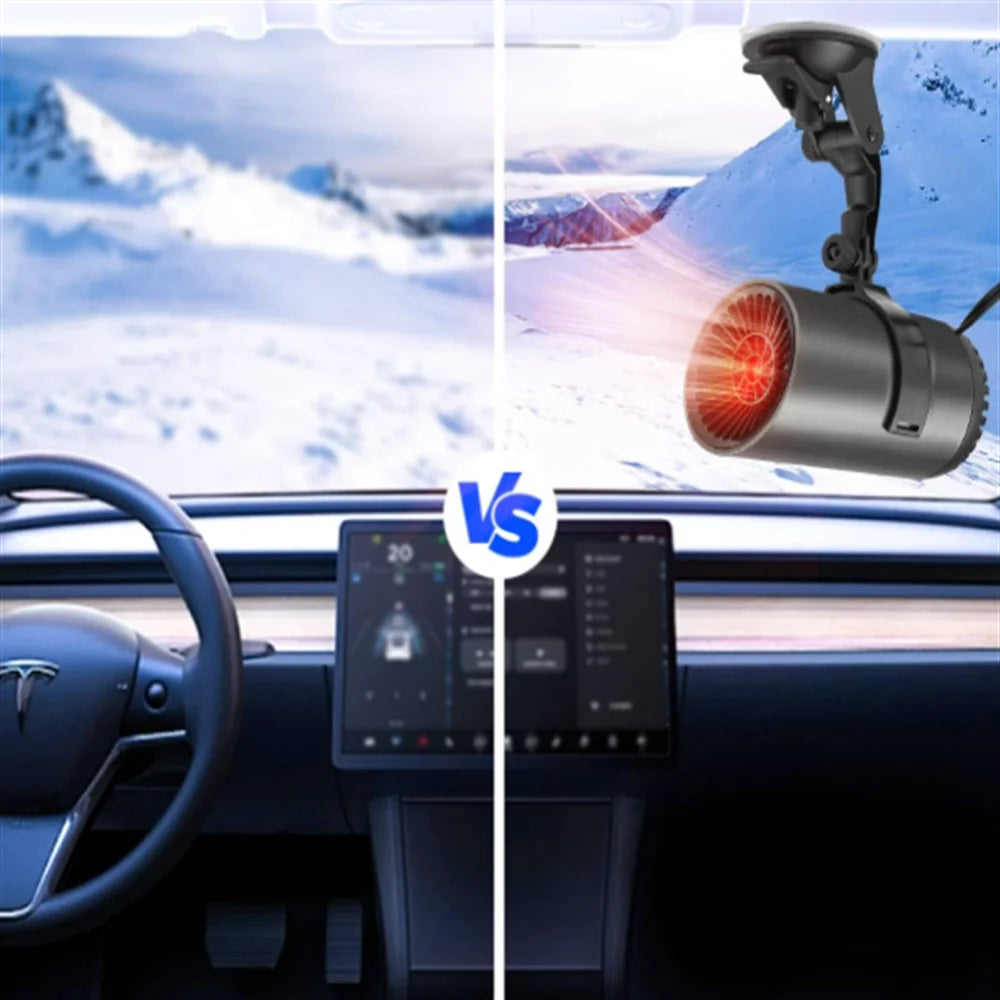 12V Car Mounted Cup Shape Heating Fan Car Warm Air Blower Windshield Defogging Demister Defroster 360° Portable Rotary