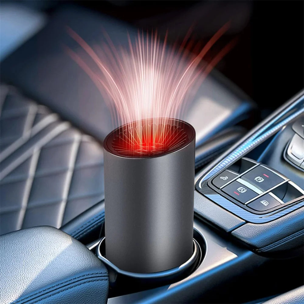 12V Car Mounted Cup Shape Heating Fan Car Warm Air Blower Windshield Defogging Demister Defroster 360° Portable Rotary