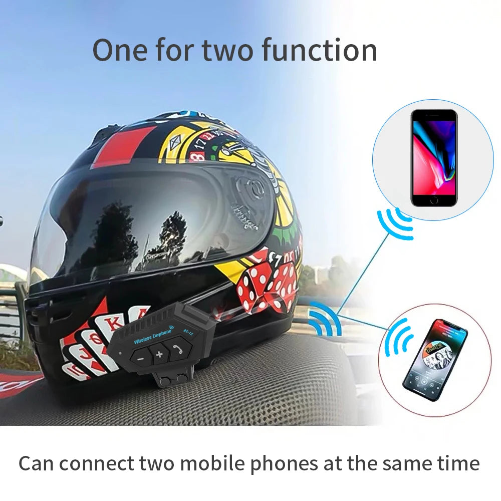 Motorcycle Earphones Helmet Headset Bluetooth 5.0 Headphones Wireless Motor Headset Bike Earphone Handsfree Stereo Earbud