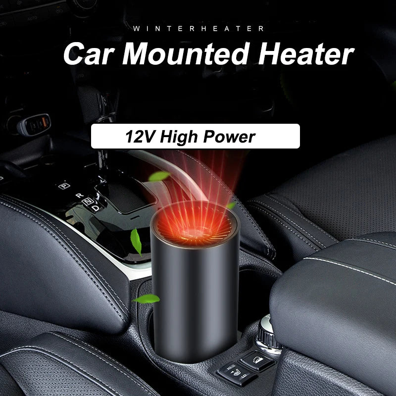 12V Car Mounted Cup Shape Heating Fan Car Warm Air Blower Windshield Defogging Demister Defroster 360° Portable Rotary