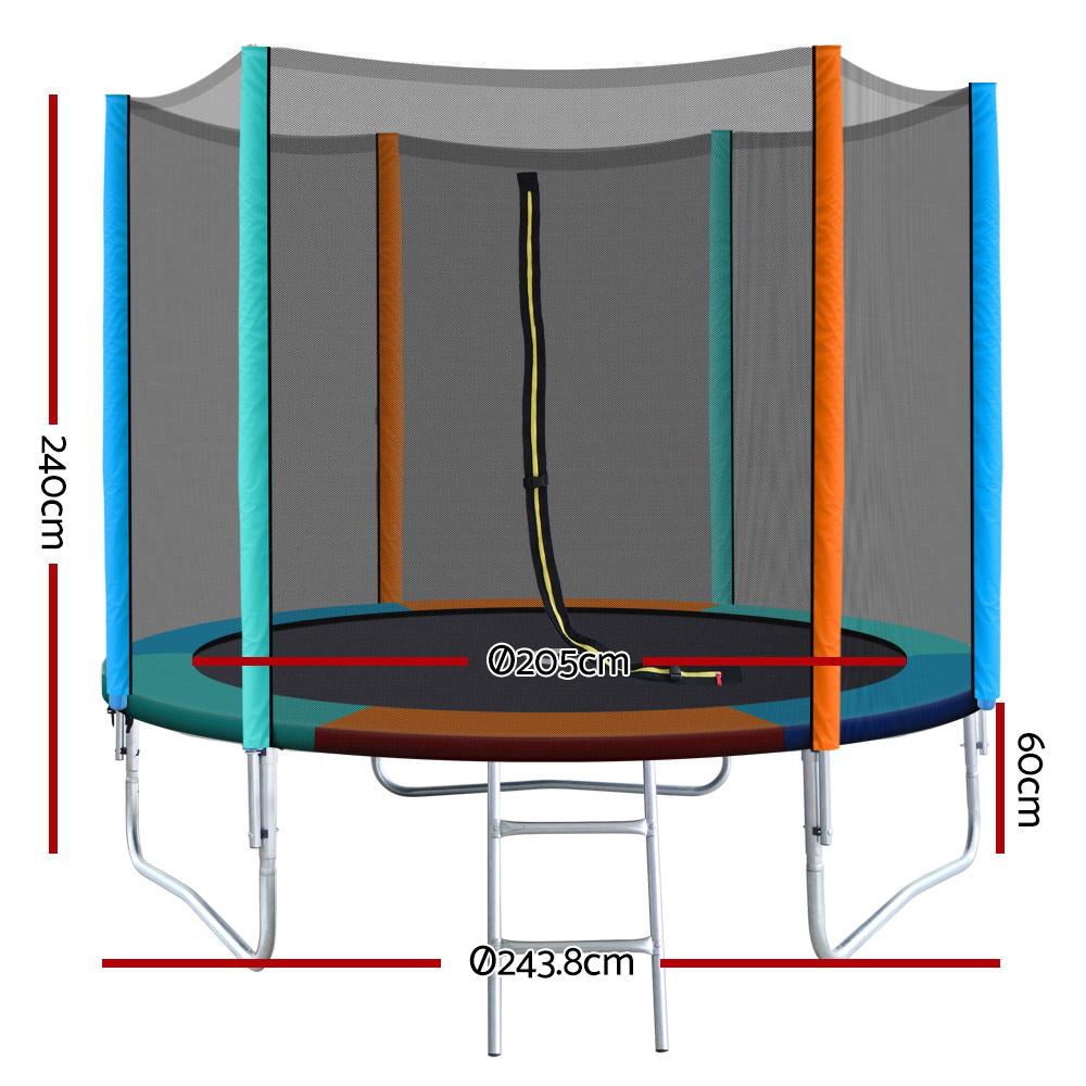 8FT Trampoline Round Trampolines Kids Safety Net Enclosure Pad Outdoor