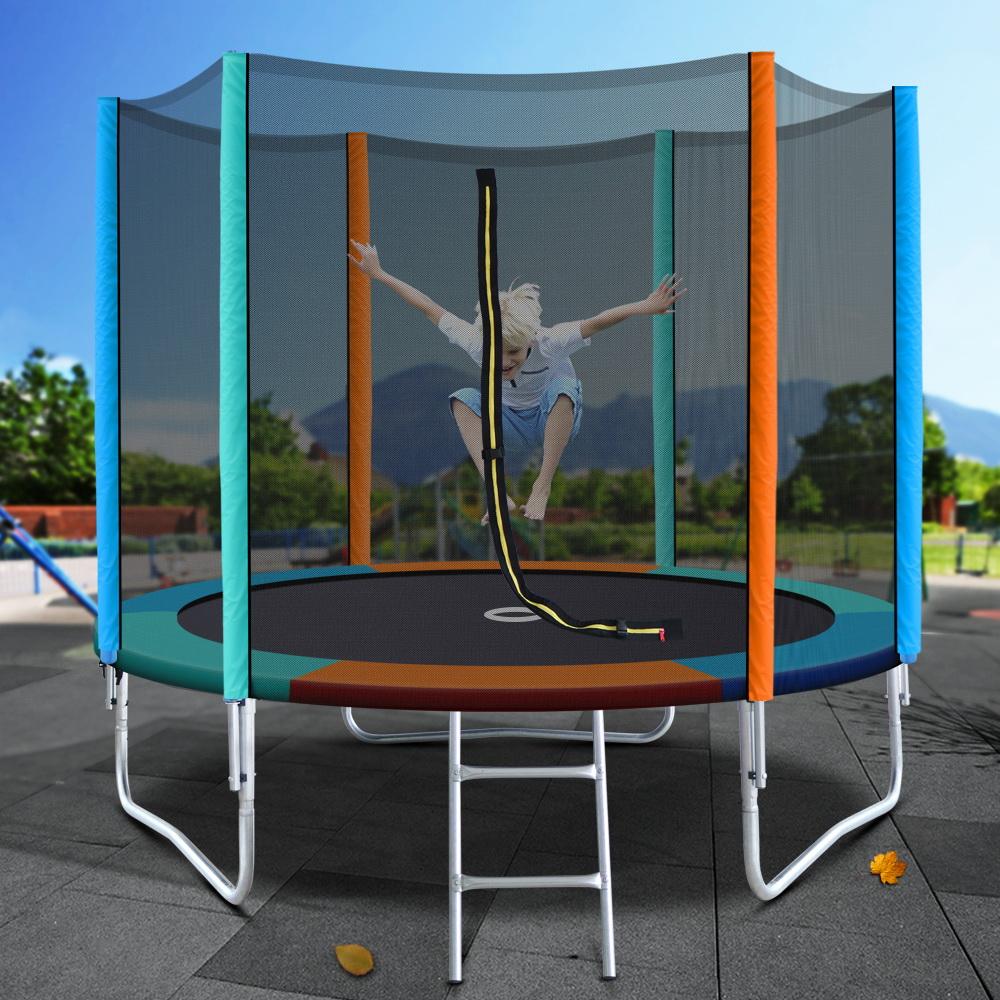 8FT Trampoline Round Trampolines Kids Safety Net Enclosure Pad Outdoor