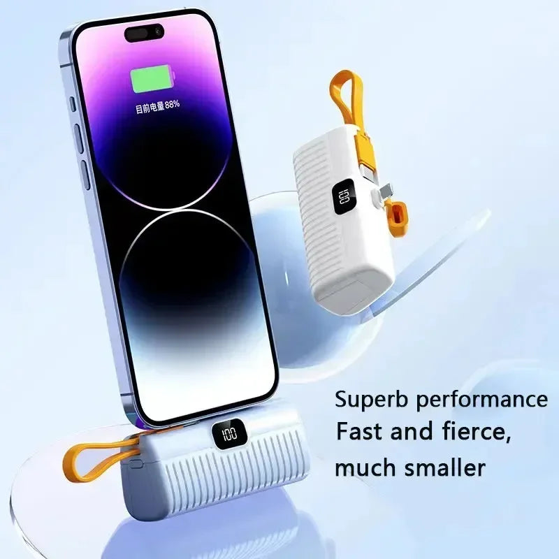 30000Mah Power Bank Fast Charging Emergency External Battery Digital Display Built-In Data Cable Plug and Play for Iphone Type-C